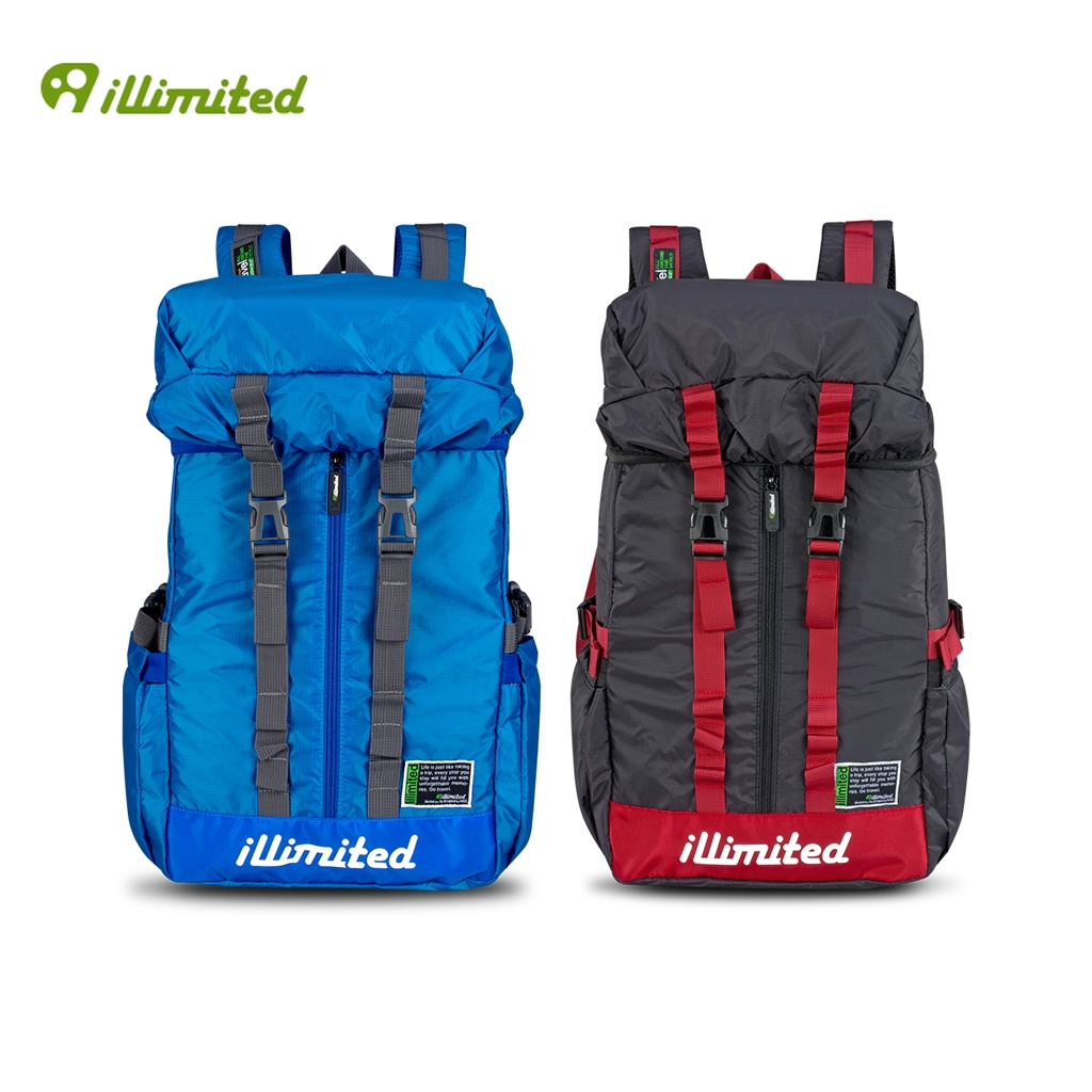 【illimited】一厘米ultralight減壓雙肩戶外徒步後背包-黑/藍 後背包 超輕Nylon材質 機能後背包