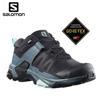 【SALOMON 法國】女 X ULTRA 4 GTX 低筒登山鞋 黑/暴綠/乳白藍綠 防水 戶外鞋 L41289600