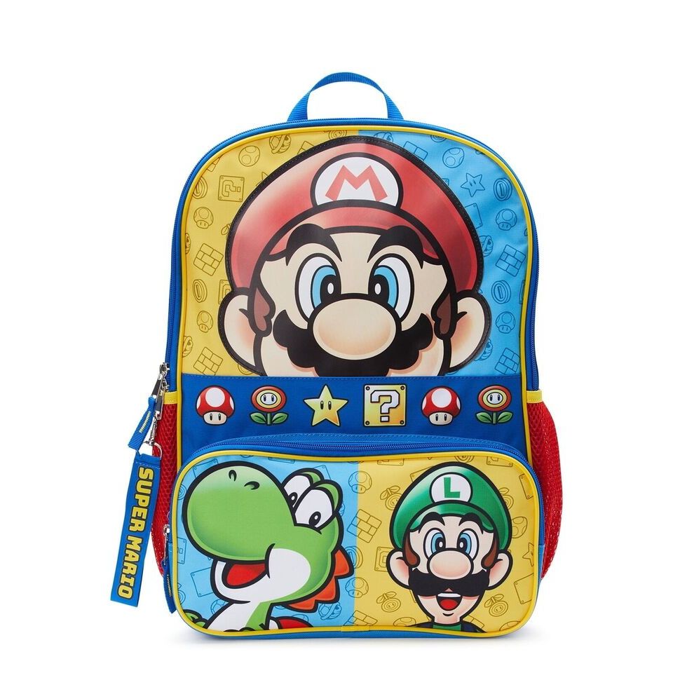 【Toy Fun】現貨*美國購回 Mario 超Q 馬力歐 超級 瑪利歐 庫巴 耀西 蘑菇 書包 後背包 背包