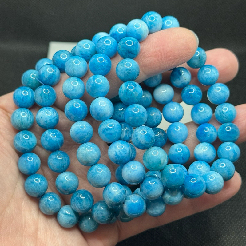 2/17上新-超值 藍磷灰石 手珠 7m+~10m+ 手圍16~17 藍磷灰 手串 藍磷輝 手鍊