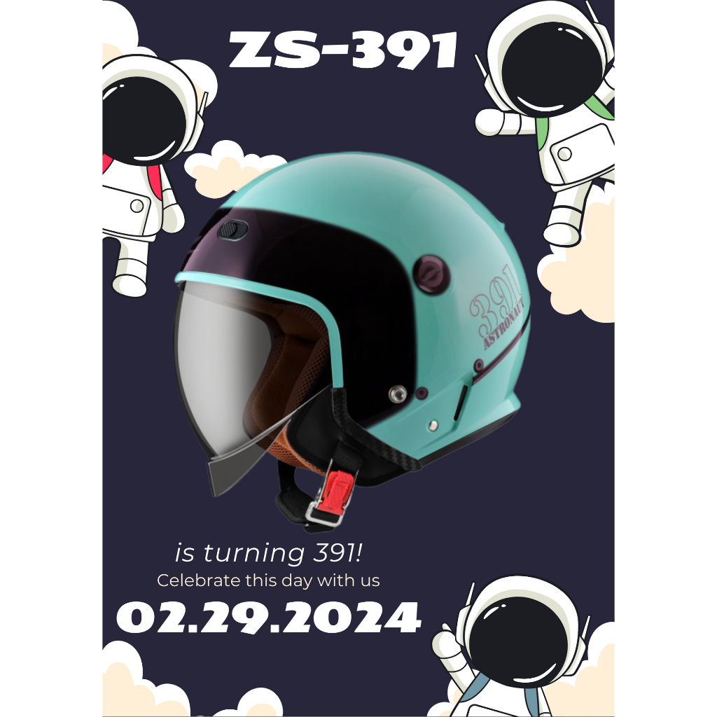 🍀Lucky幸運安全帽🍀ZEUS 安全帽 ZS-391 zs-391 翠藍綠黑銀 太空帽 月球帽  內襯可拆 四分三罩