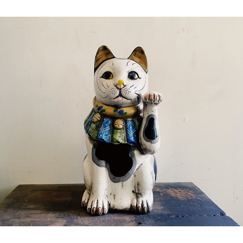 《老·私敧》老物 舊貨 古道具 日本 招財貓 緣起物 52cm 大尺寸 擺設 佈置
