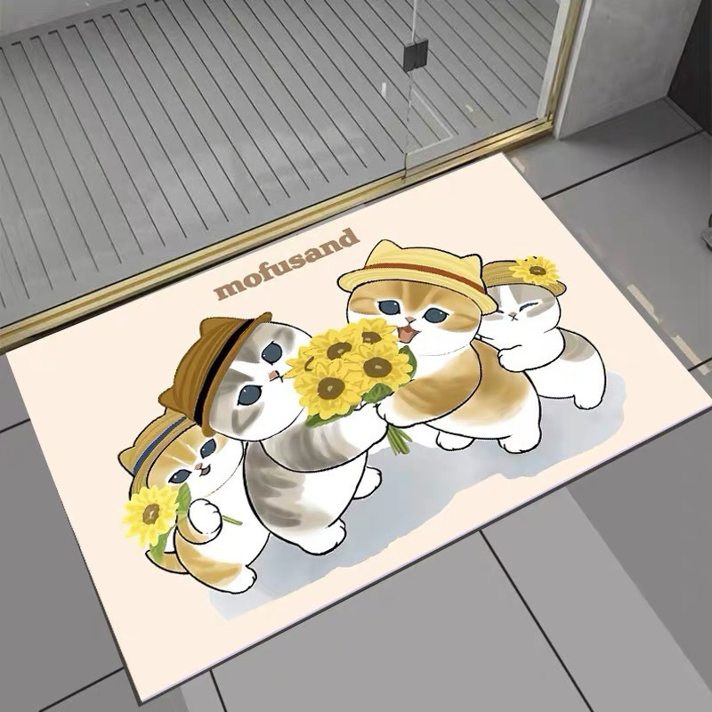 台灣現貨貓咪地墊浴室硅藻泥廁所門口吸水地墊硅藻土地毯防滑速乾腳墊
