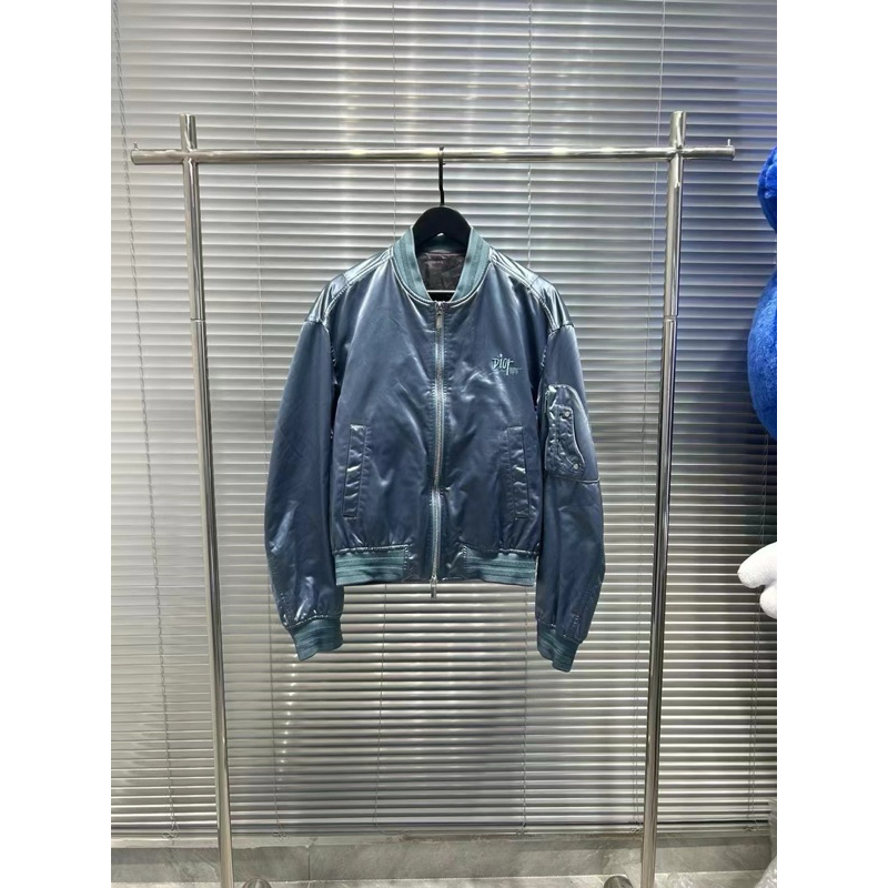 《二手寄賣》Dior x Stussy 經典聯名 冰藍色背後字母logo刺繡 ma1 飛行員夾克 外套