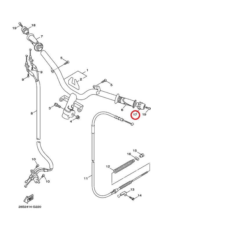 YAMAHA 原廠 RSZ FI 噴射 鬼火版 平衡端子 左 握把尾端 料號：28B-F6246-00