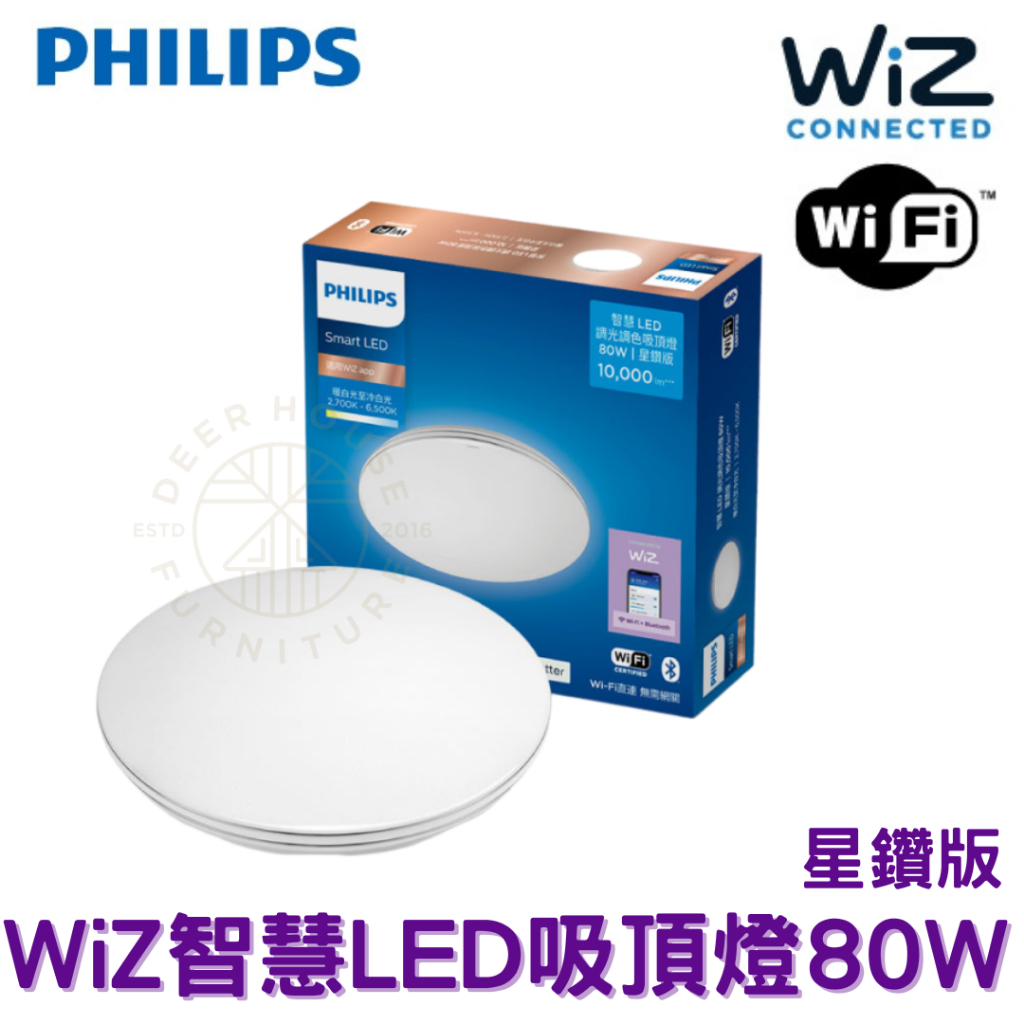 ❤️‍🔥【鹿屋燈飾】登入享5年保固❤️‍🔥飛利浦 WiZ智慧LED吸頂燈80W 星鑽版 PW012 吸頂燈  WIZ