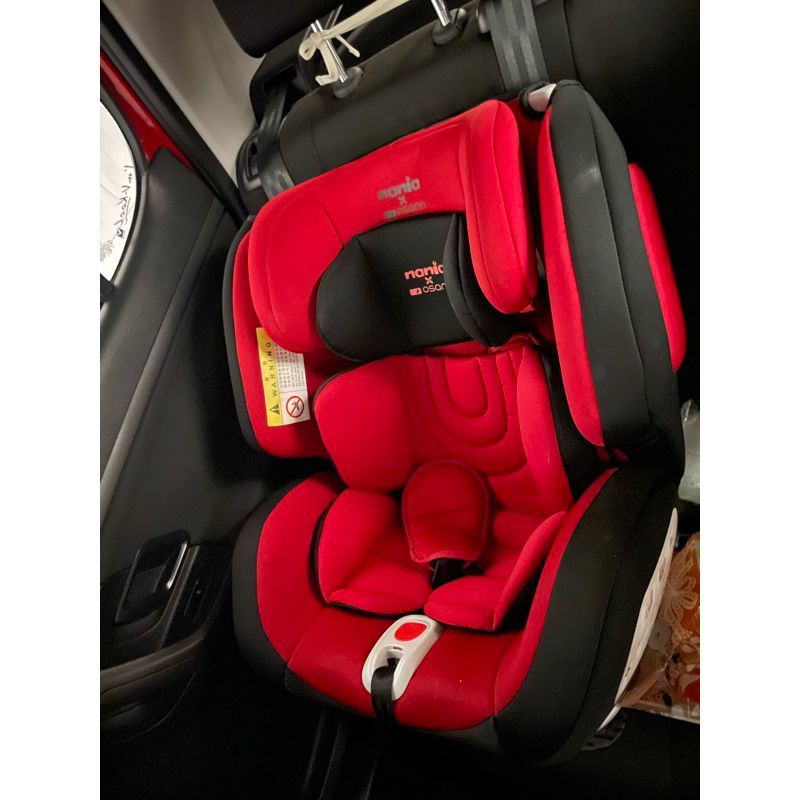 NANIA納尼亞XOSANN納歐聯名 360度旋轉0-12歲Isofix 汽車安全座椅/紅色/二手/大約使用快3年