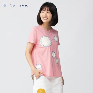 a la sha 【全新、粉S】圓圈圈貼布繡短袖T恤