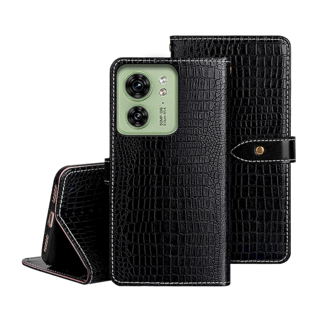 Motorola Edge 40 皮革保護套 鱷魚紋磁扣帶左右翻蓋皮套手機套