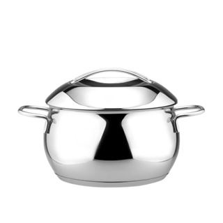 【潔豹】304不鏽鋼 椰型湯鍋 [雙耳] 18cm 2.5L 三層底湯鍋 雙耳鍋 IH爐可用