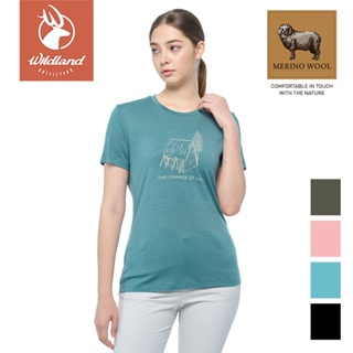 【Wildland 荒野】100%美麗諾短袖上衣 女 0B02603 | 羊毛短袖上衣 透氣短袖T恤 休閒T-Shirt