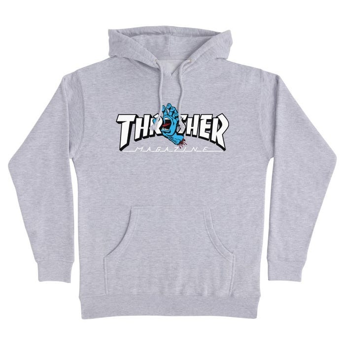 Thrasher x Santa Cruz 冬季 灰色帽T