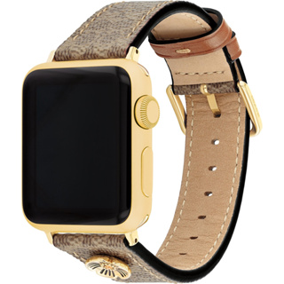 COACH Apple Watch 錶帶 38/41/42mm 適用 皮錶帶- 褐色C字(不含手錶)