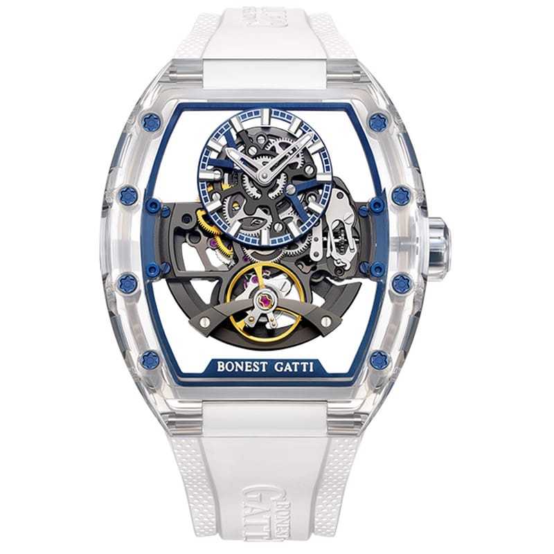 BONEST GATTI | 原廠授權布加迪 幻影時速系列 機械鏤空錶款 酒桶造型 氟橡膠錶帶 自動上鍊機械腕錶
