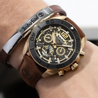 Timberland 天柏嵐MARSHFIELD系列 多功能腕錶 皮帶-黑色/咖啡色44mm(TDWGF0041702)