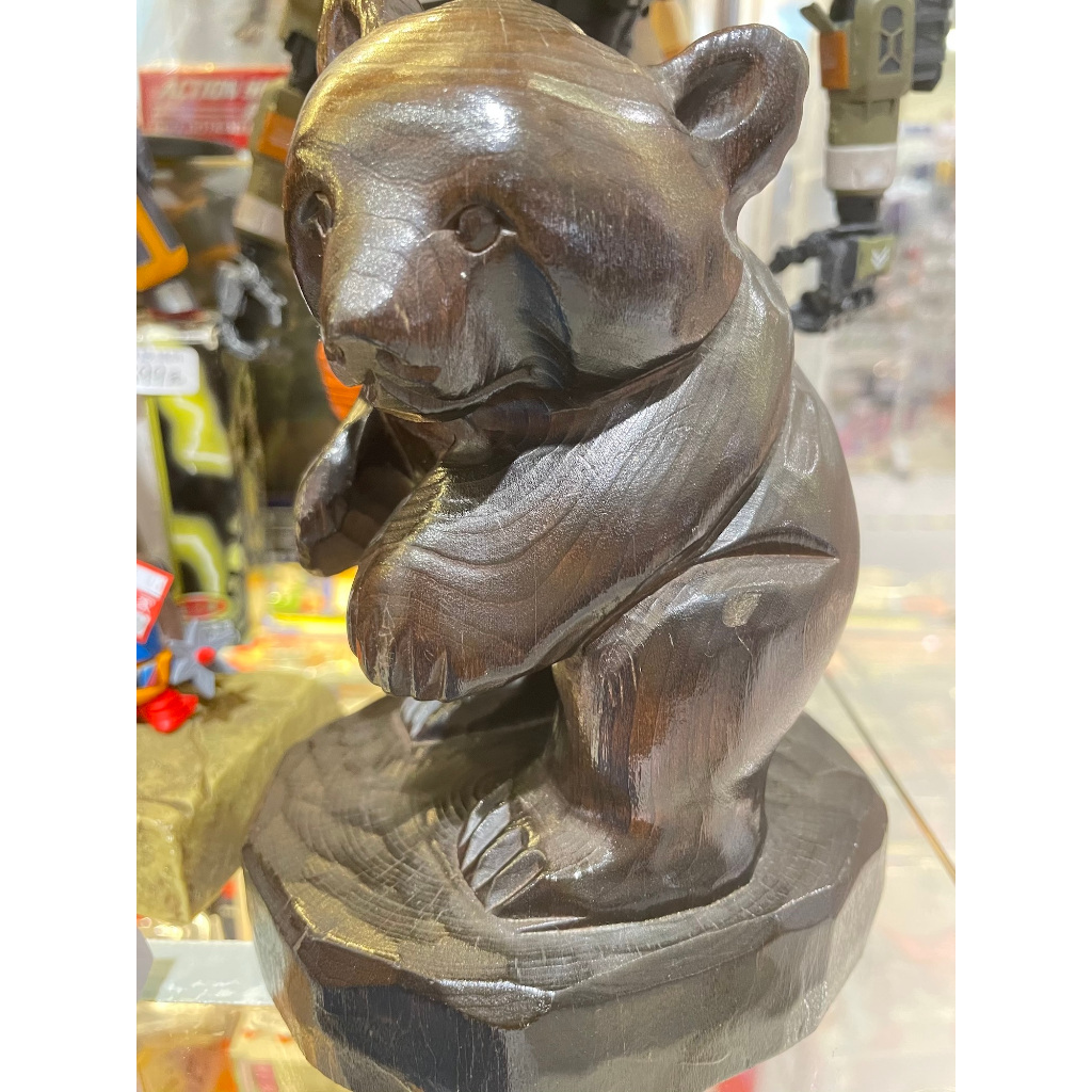 高雄面交 日本帶回 北海道 小熊 木雕熊 雕刻 一刀刻 小熊 實木