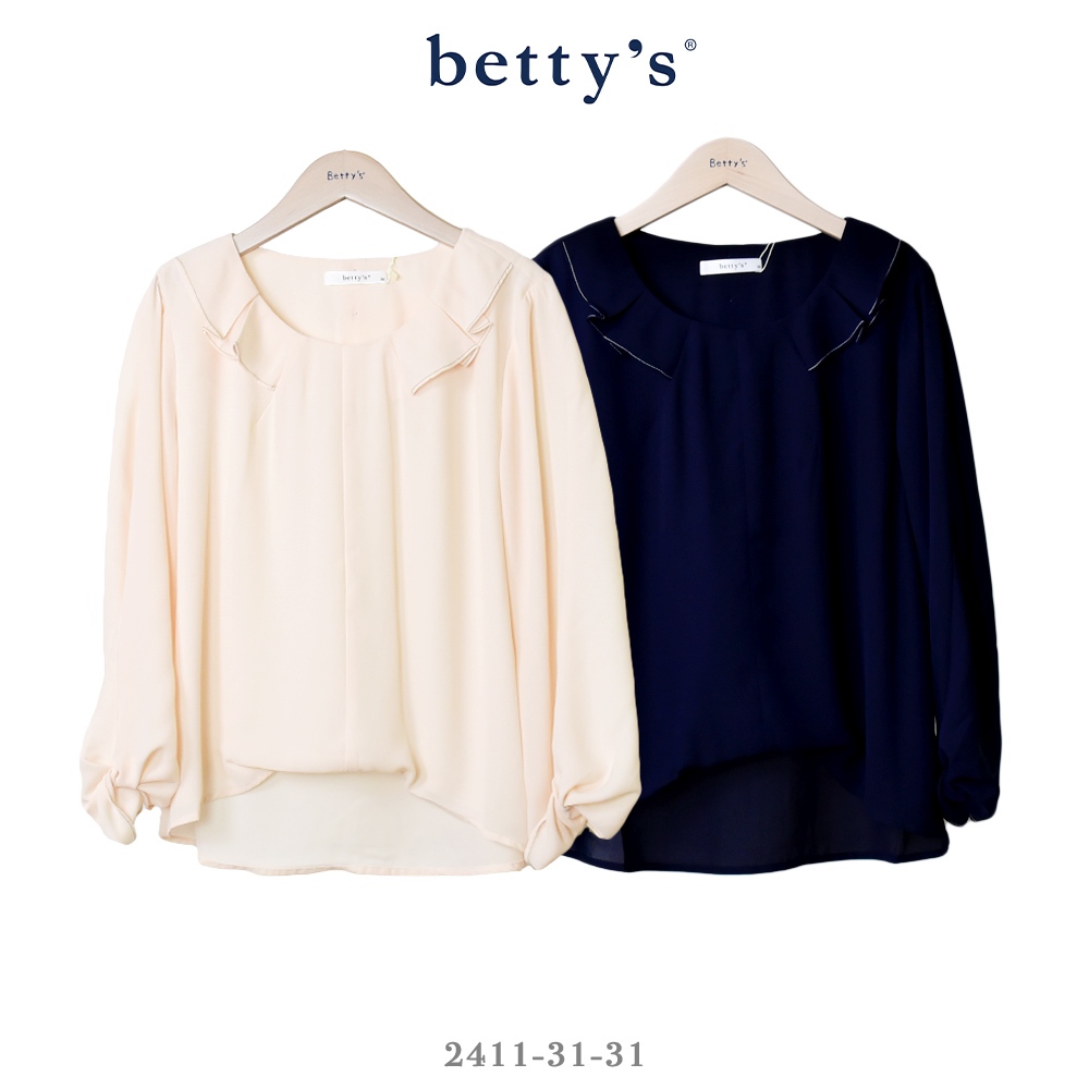 betty’s專櫃款(41)造型壓褶領片雪紡上衣(共二色)