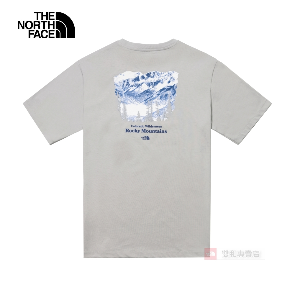 -滿3000免運-[雙和專賣店] The North Face 男 純棉雪山印花短袖T恤/88GK/灰色