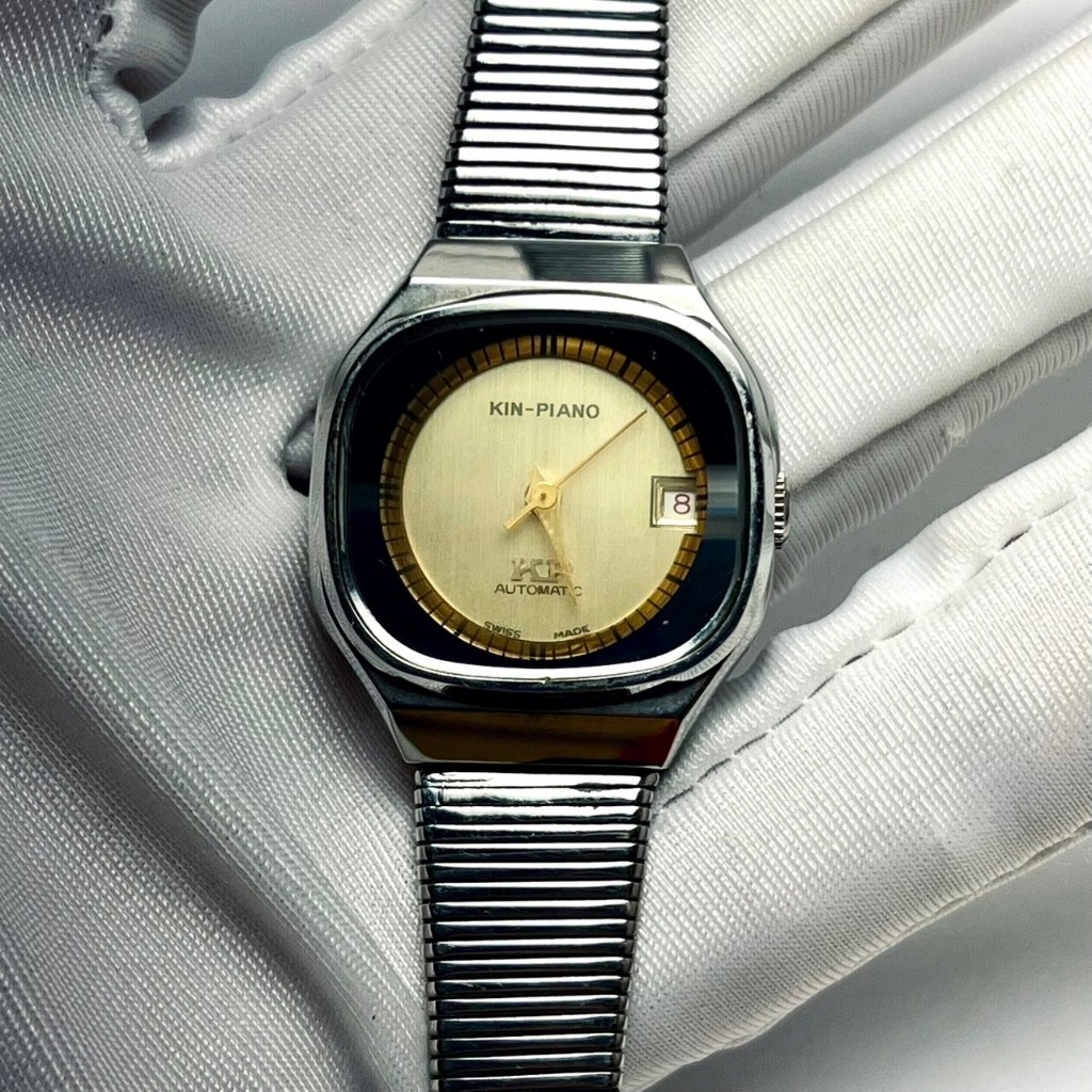 全新 KIN-PIANO 瑞士 SWISS 自動錶 早期老錶 古董錶 仕女錶 手錶 銀色 復古 簡約 Vintage