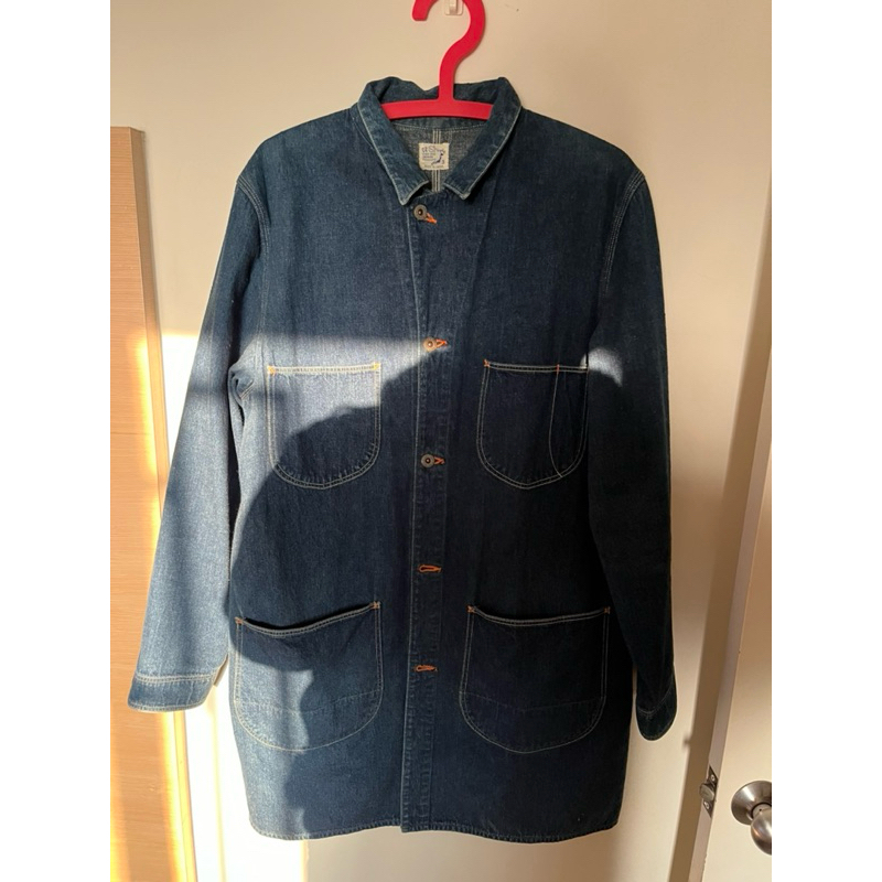 orslow denim 日本製 丹寧 大衣 長版風衣 size:3