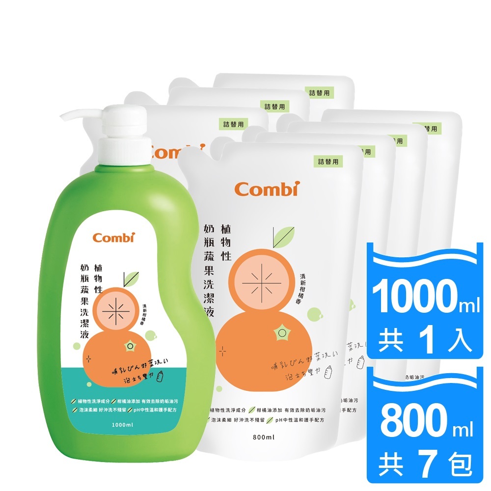 康貝 Combi 植物性奶瓶蔬果洗潔液-箱購組[免運費]