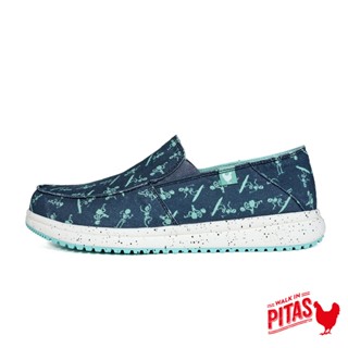 【Walk In Pitas】WAVE BONES 時尚懶人鞋 男鞋 (PI2447-080 歡樂骷髏藍/藍綠)