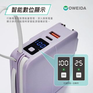 Oweida 歐威達 10000mAh 可折疊插頭 AC萬用多功能 無線行動電源 LED智慧螢幕電量顯示 隱藏式手機支架