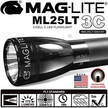 MAGLITE  3C LED 手電筒 #ML25LT-S3016Y／黑色