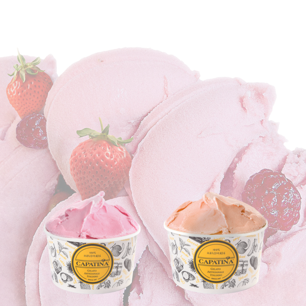 【CAPATINA義式冰淇淋】分享杯2件組 草莓總匯+覆盆子(10oz/杯)