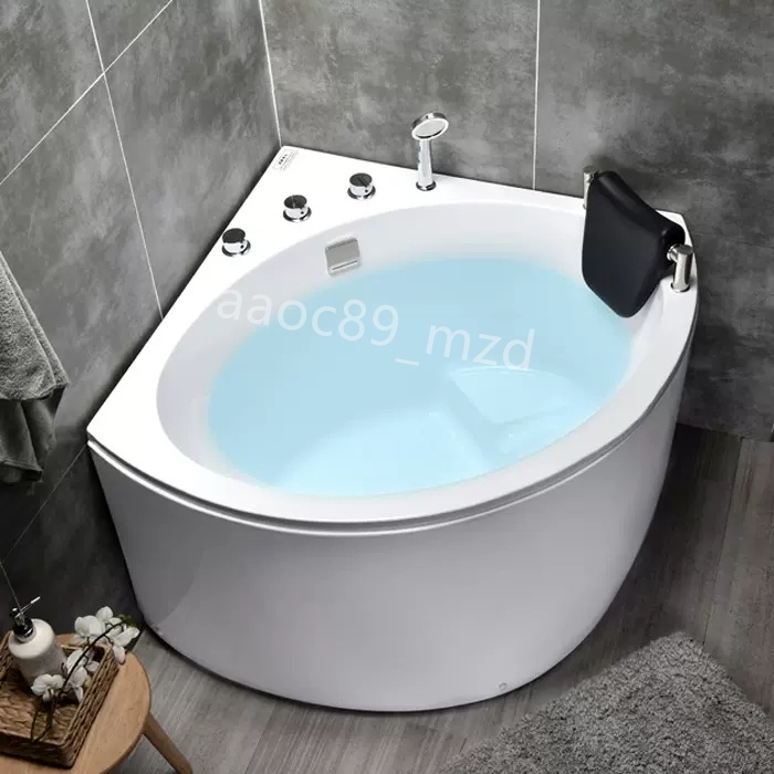 坐泡浴缸小戶型轉角家用三角扇形亞克力按摩浴缸0.8 0.9 1米