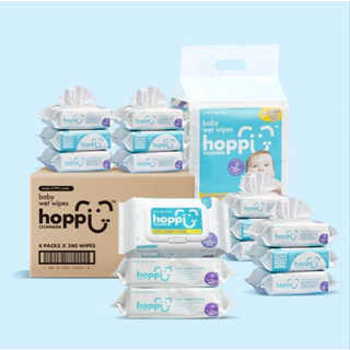 Hoppi純水嬰兒濕紙巾、溼紙巾 (經濟包)白蓋 80抽/包 12包/箱 239541