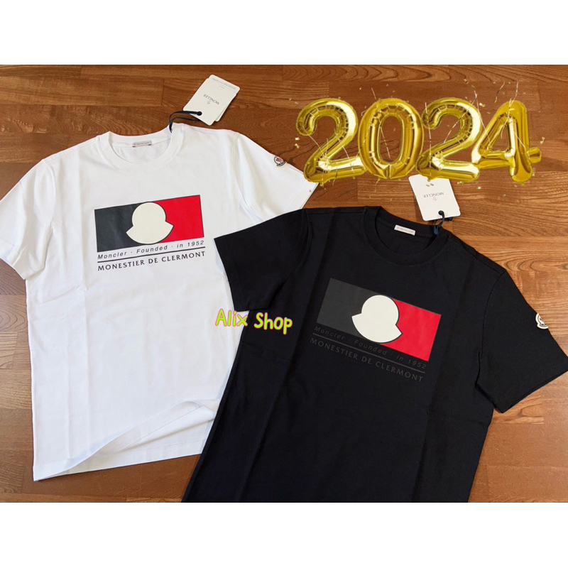 2024夏新款Moncler 經典鈴鐺、吊鐘 法國🇫🇷配色、紅白藍，白色字母標語 印刷Logo、男、女可穿T恤、短袖。