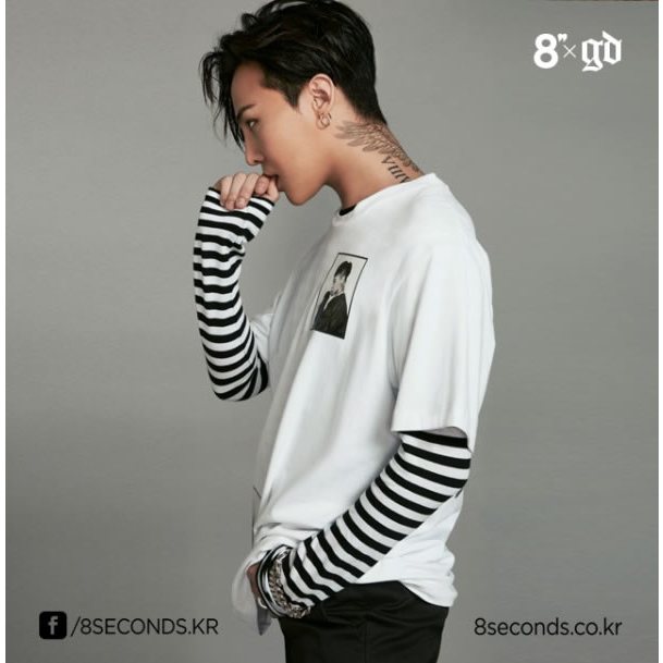 GD x 8 seconds gd聯名款長T 絕版 條紋