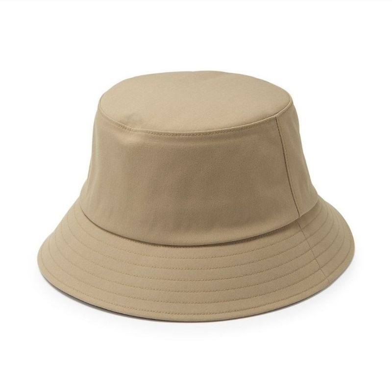 MUJI無印良品 撥水加工附防水膠條平頂有簷帽 漁夫帽 米色