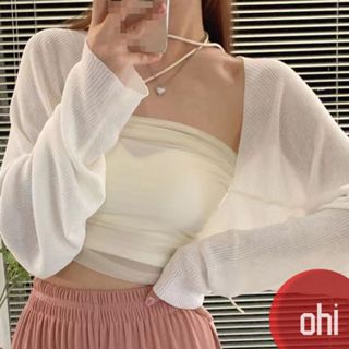 【ohi】必留春夏冰絲罩衫涼爽透氣薄款防曬罩衫披肩外搭冰絲短款上衣長袖罩衫小外套GWC5509