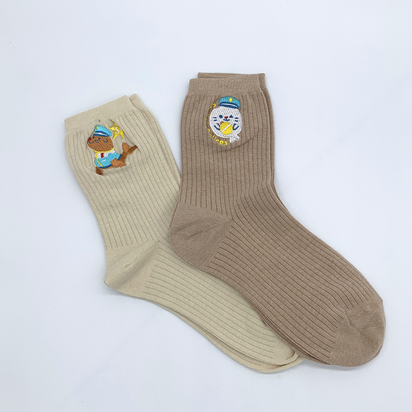 Farglory Ocean Park遠雄海洋公園 海獅巡警成人襪 兩款 巡警款 湯圓款 襪子 短襪 電繡 台灣製
