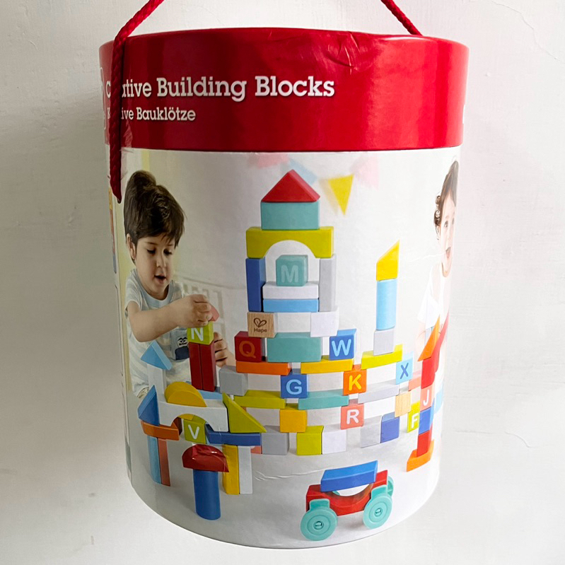 好市多 HAPE 彩色積木 桶裝100件組 1歲半以上適用 握力 手感平衡 色彩辨識 積木玩具 教具