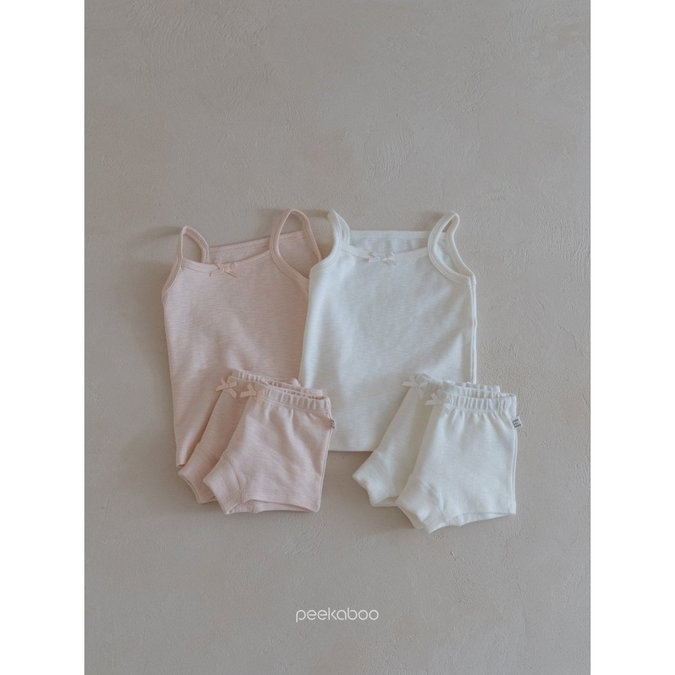 [cream] 韓國 Peekaboo 女童莫代爾棉內衣+內褲組 韓國童裝 童裝代購 兒童睡衣 兒童套裝