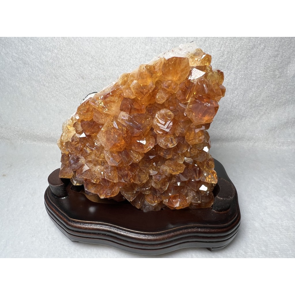 巴西 天然水晶 黃水晶 黃水晶片 黃水晶簇 原礦 附木座 No.1