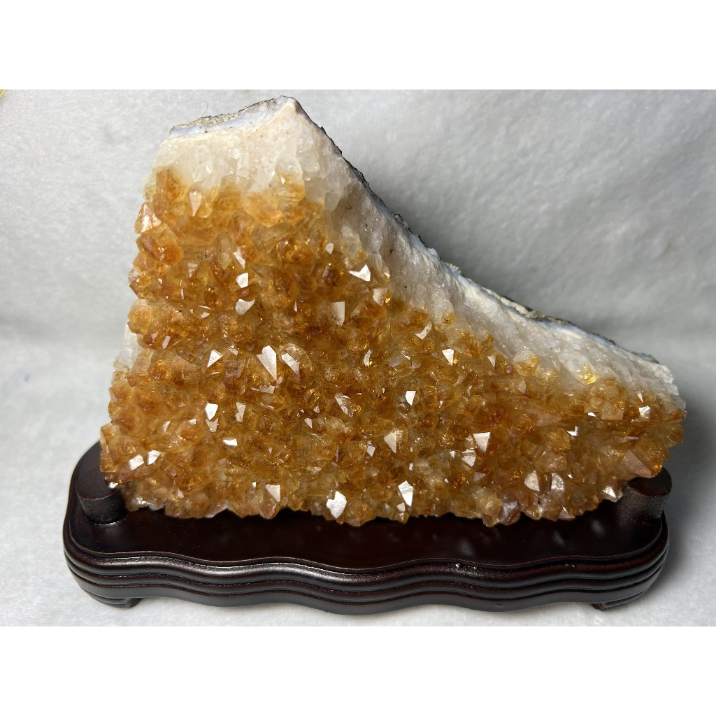 巴西 天然水晶 黃水晶 黃水晶片 黃水晶簇 原礦 附木座 No.6