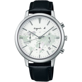 agnes b. Sam 40周年紀念 世界地圖計時手錶-40mm BT3043X1/VD53-KWJ0Z
