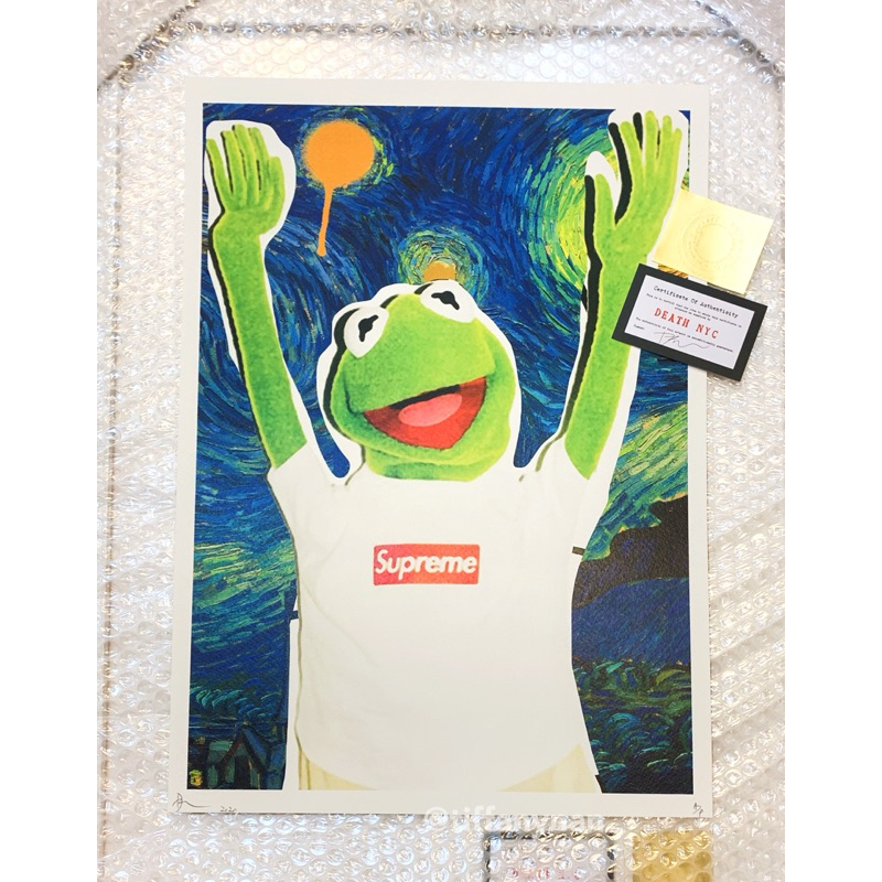 DEATH NYC 作品 保證正品 翻玩Kermit supreme  潮流藝術  現貨實拍 版畫 （均有證書、貼紙）