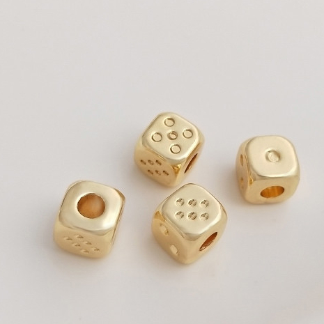 宏雲Hongyun-ala- 保色14K包金骰子方形隔珠手工串珠diy手鍊項鍊飾品散珠手作配件