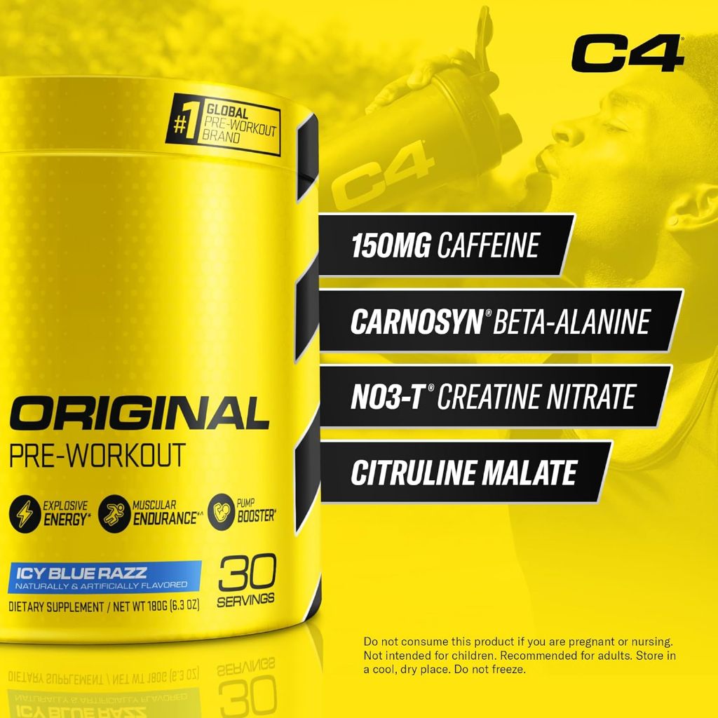 Cellucor C4 NO3肌酸(訓練前) 1罐30份、藍冰色雷斯，現貨效期:08/2025年全新配方，美國原廠