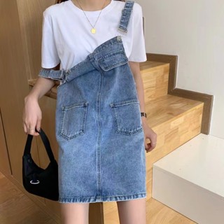 S-5XL 大尺碼背帶裙 吊帶裙 牛仔背帶裙女夏季減齡背帶裙女韓版寬鬆顯瘦洋氣Chic短裙連衣裙女