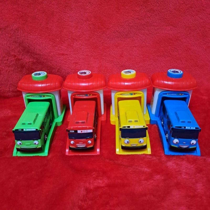 救援小英雄 韓國tayo卡通公車巴士發射臺四件組 poli城市緊援隊彈射車 玩具車波力回力車玩具組