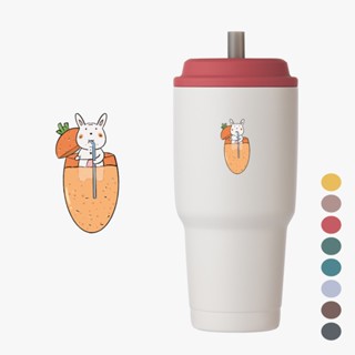 免運 臺灣製 YCCT速吸杯2代900ml(內膽陶瓷層) - 兔子 - 瞬收吸管環保飲料杯/保冰保溫杯