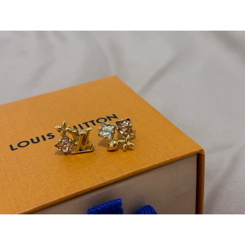 Louis Vuitton M00786 Loulougram 穿針式耳環 飾品 金色 耳環 LV