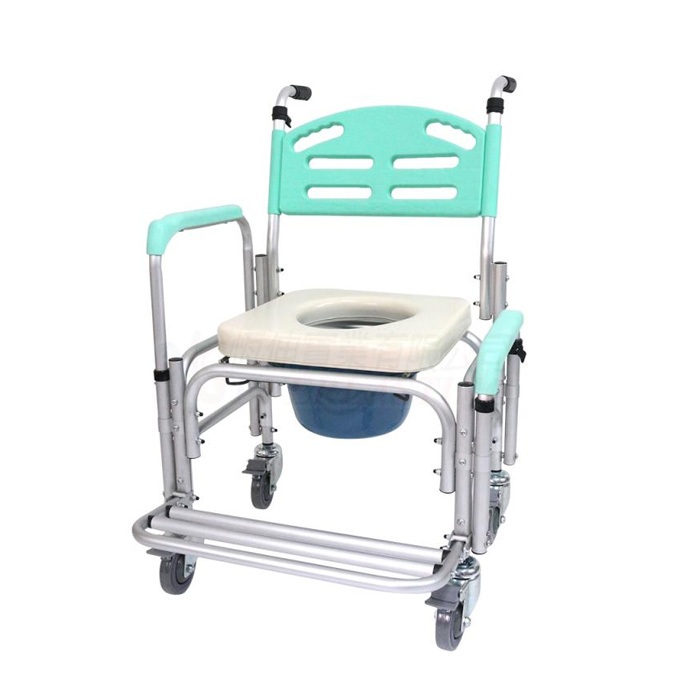 【海夫健康生活館】恆伸 鋁製 有輪固定便椅 移位功能-大背洗澡椅 便盆椅馬桶椅(ER-43007)