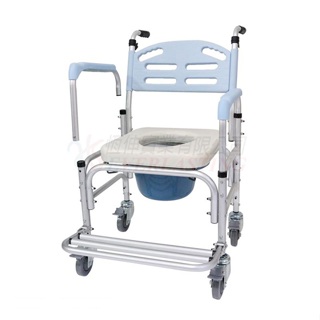 【海夫健康生活館】恆伸 鋁製 有輪固定便椅 移位功能拆手-大背洗澡椅 便盆椅馬桶椅(ER-43005)